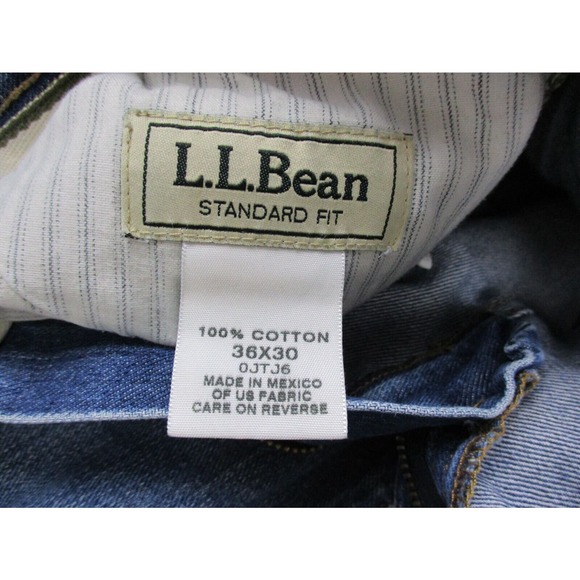 LL Bean Jeans Mens 38x30 (Fits 36x30) Standard Fit Medium Wash Straight Leg - Picture 8 of 11
